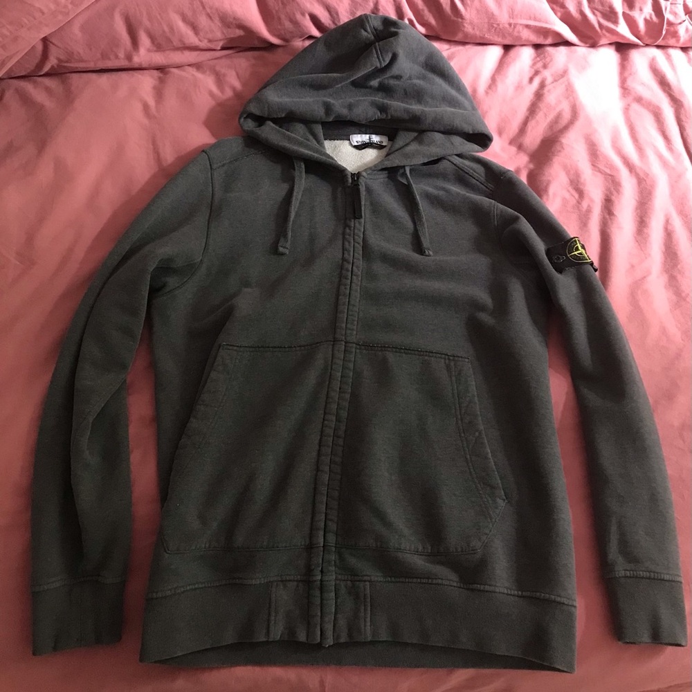 Stone Island Hooded Zip-Up Sweatshirt